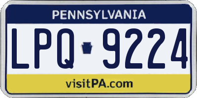 PA license plate LPQ9224