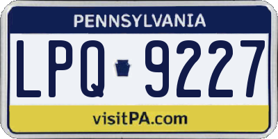 PA license plate LPQ9227