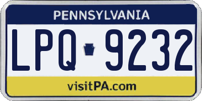 PA license plate LPQ9232