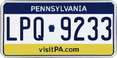 PA license plate LPQ9233