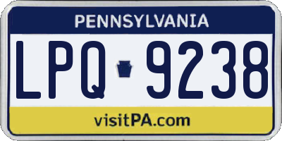 PA license plate LPQ9238