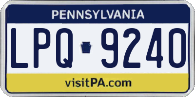 PA license plate LPQ9240