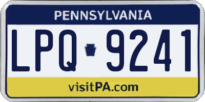 PA license plate LPQ9241