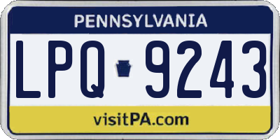 PA license plate LPQ9243