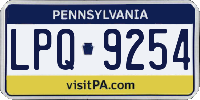 PA license plate LPQ9254