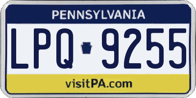PA license plate LPQ9255