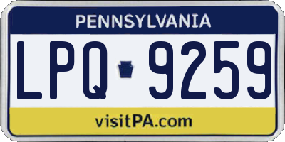 PA license plate LPQ9259