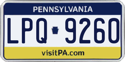 PA license plate LPQ9260