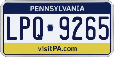 PA license plate LPQ9265
