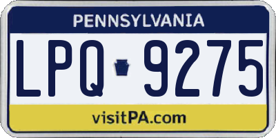 PA license plate LPQ9275
