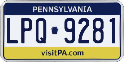 PA license plate LPQ9281