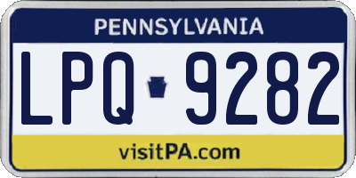 PA license plate LPQ9282