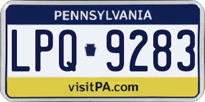 PA license plate LPQ9283