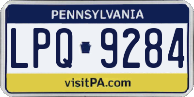 PA license plate LPQ9284
