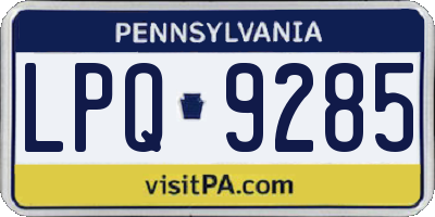 PA license plate LPQ9285