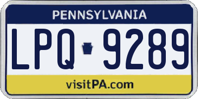 PA license plate LPQ9289