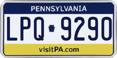 PA license plate LPQ9290