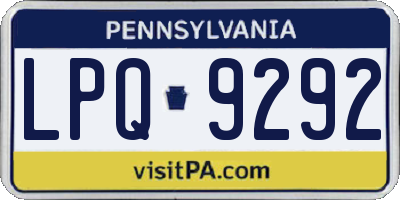 PA license plate LPQ9292