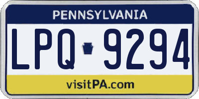 PA license plate LPQ9294