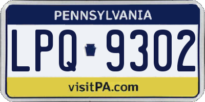 PA license plate LPQ9302