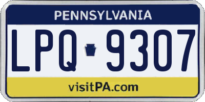 PA license plate LPQ9307