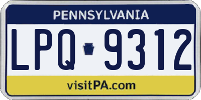 PA license plate LPQ9312