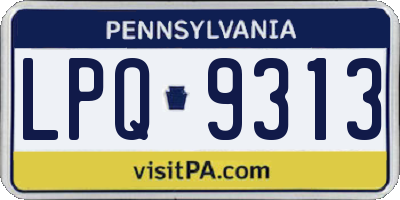 PA license plate LPQ9313