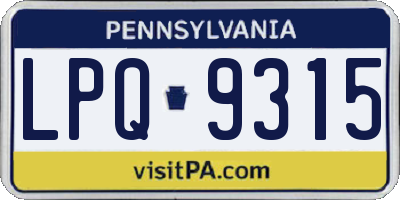 PA license plate LPQ9315