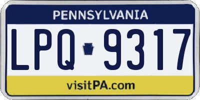PA license plate LPQ9317