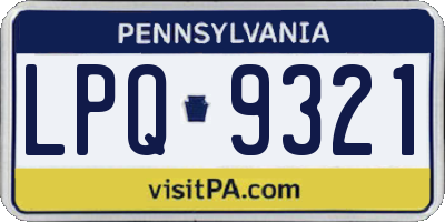 PA license plate LPQ9321