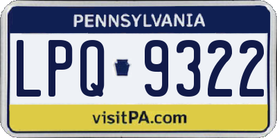 PA license plate LPQ9322