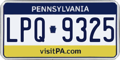 PA license plate LPQ9325