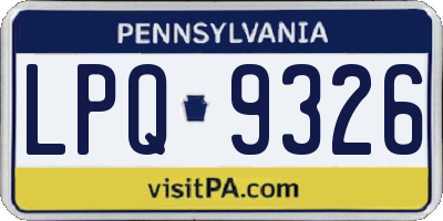 PA license plate LPQ9326