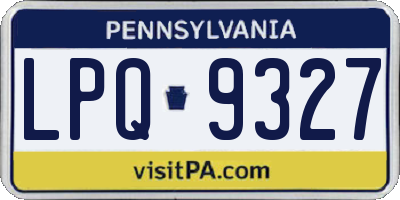 PA license plate LPQ9327