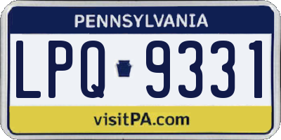 PA license plate LPQ9331