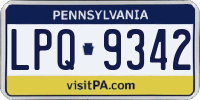 PA license plate LPQ9342
