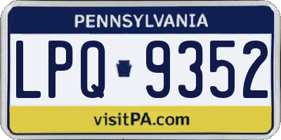 PA license plate LPQ9352