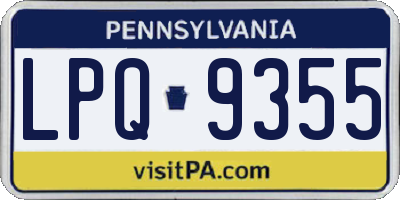 PA license plate LPQ9355