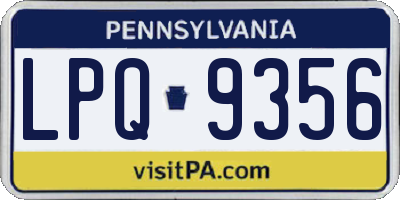 PA license plate LPQ9356