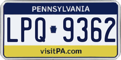 PA license plate LPQ9362