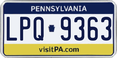PA license plate LPQ9363
