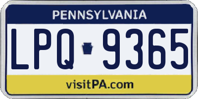 PA license plate LPQ9365