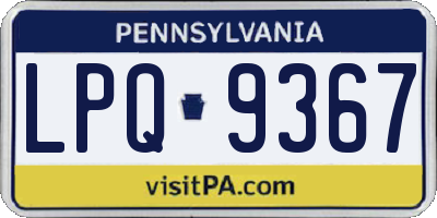 PA license plate LPQ9367