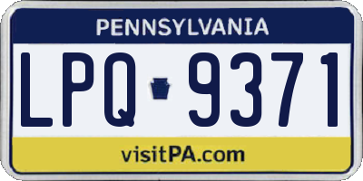 PA license plate LPQ9371