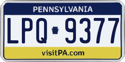 PA license plate LPQ9377