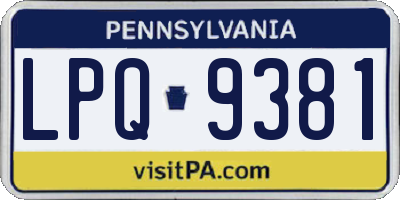 PA license plate LPQ9381