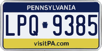 PA license plate LPQ9385