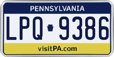 PA license plate LPQ9386