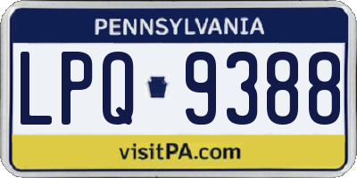PA license plate LPQ9388