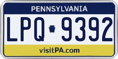 PA license plate LPQ9392